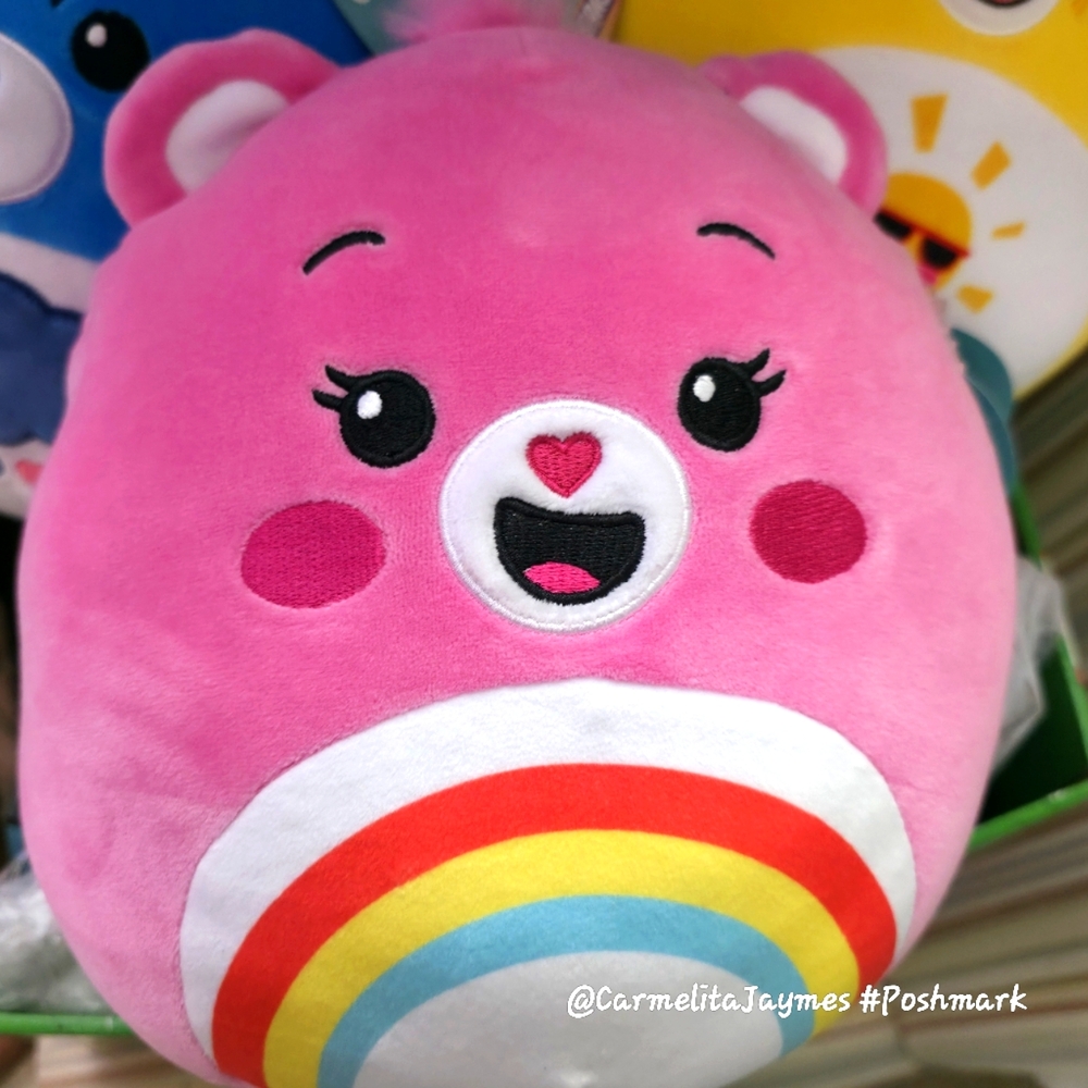 🐻 CHEER BEAR 🌈 8" Pink & Rainbow Official Licensed Care Bears Squishmallow NWT